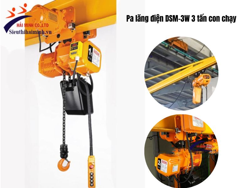 Pa lăng điện DSM-3W 3 tấn con chạy