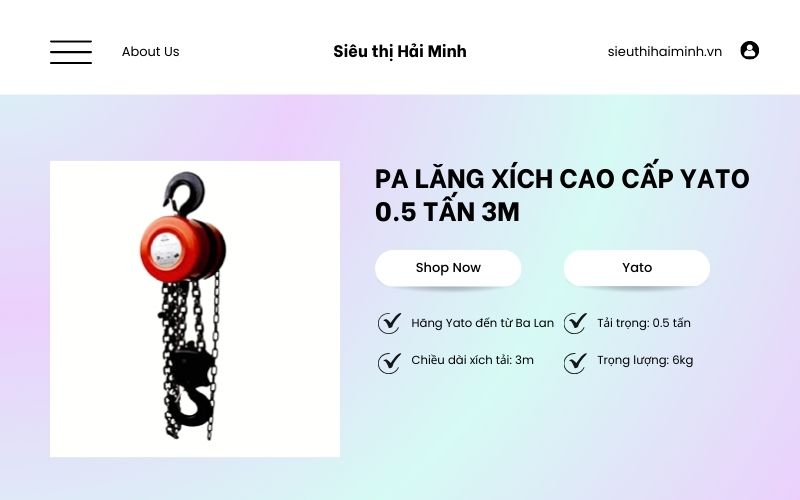 Pa lăng xích cao cấp Yato 0.5 tấn 3m