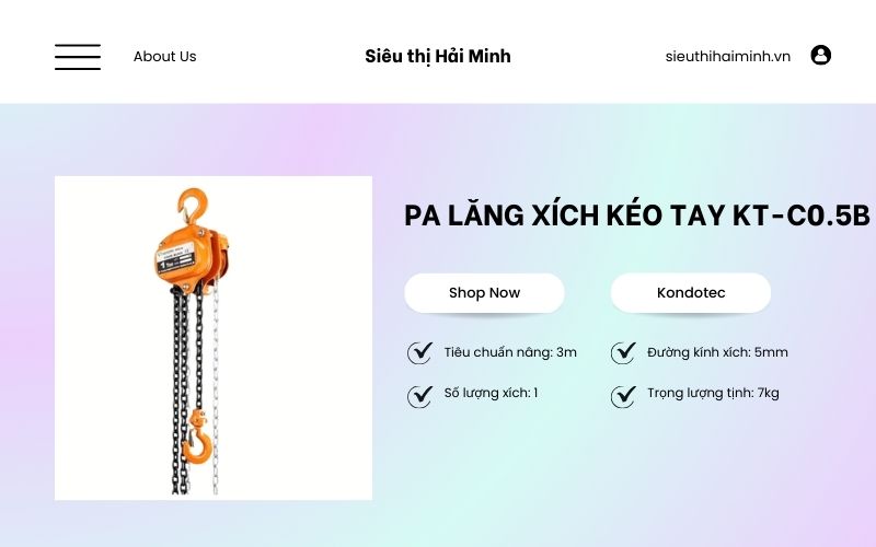 Pa lăng xích kéo tay KT-C0.5B