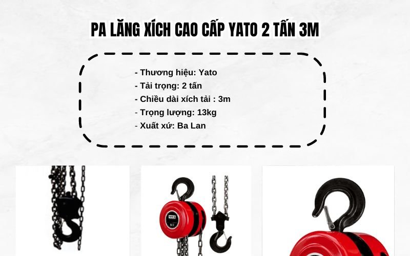 Palang xích Yato 2 tấn 3m