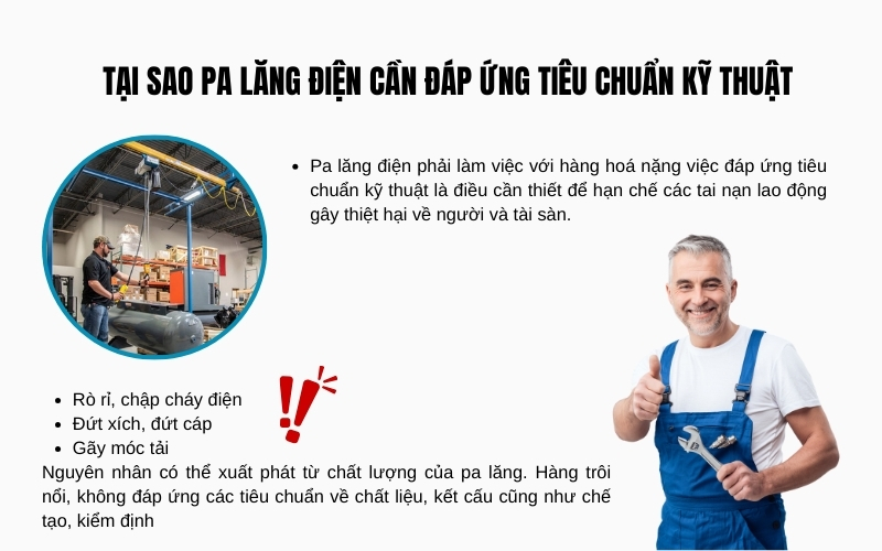 Tại sao pa lăng điện cần đáp ứng tiêu chuẩn kỹ thuật