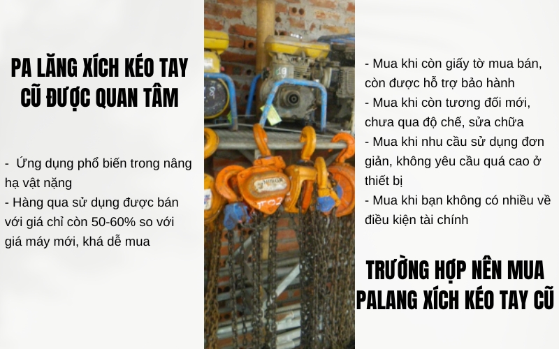 Trường hợp nên mua palang xích kéo tay cũ