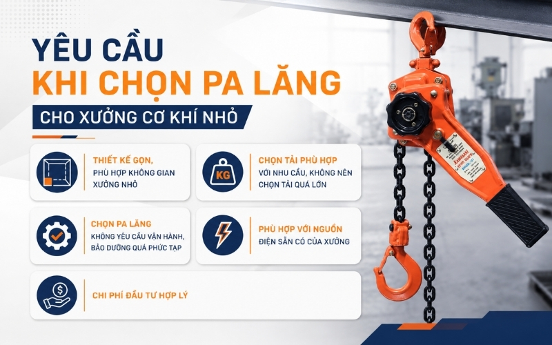 Yêu cầu khi chọn pa lăng cho xưởng cơ khí nhỏ