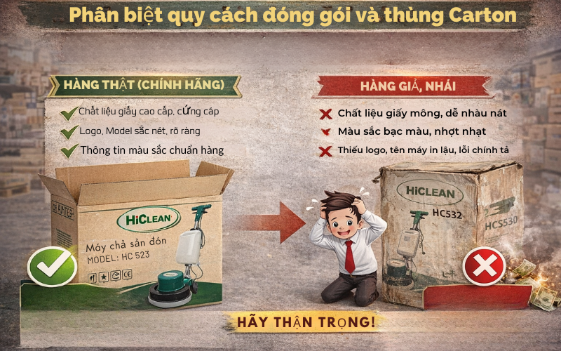 Phân biệt qua quy cách đóng gói và thùng Carton