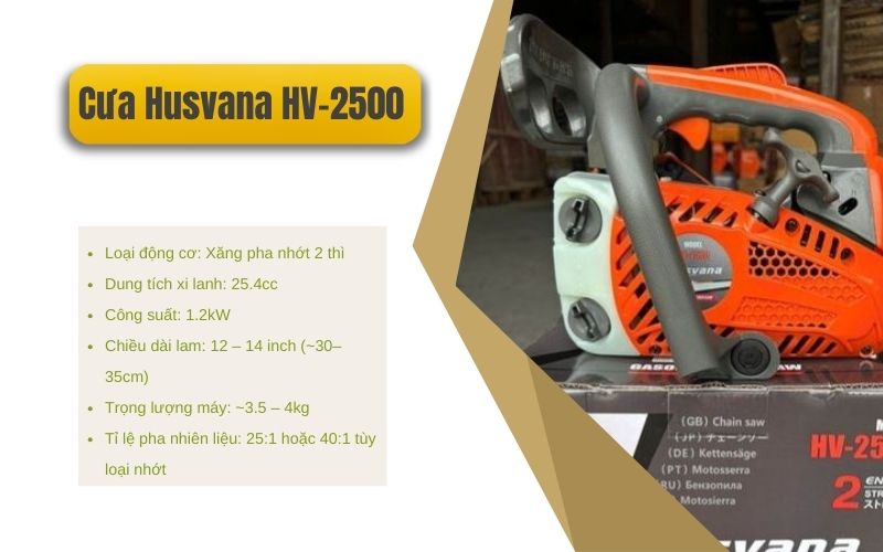 Tổng quan về cưa Husvana HV-2500 có lam xích