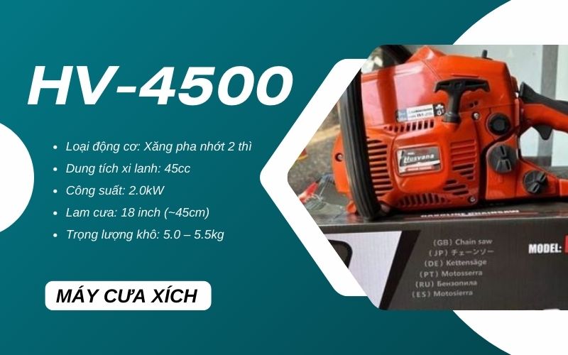 Tổng quan cưa Husvana HV-4500 có lam xích