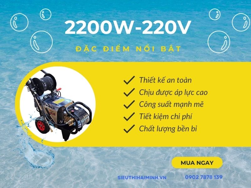 Máy rửa xe cao áp Việt Nam 2200W-220V