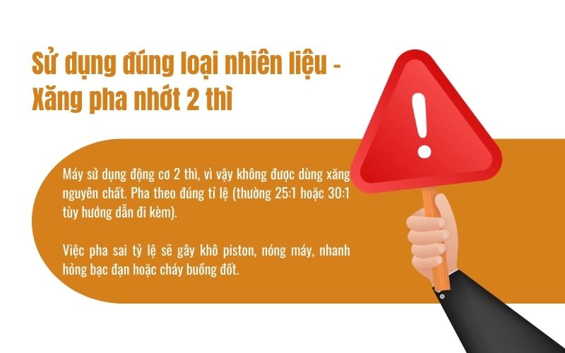 Sử dụng đúng loại nhiên liệu – Xăng pha nhớt 2 thì