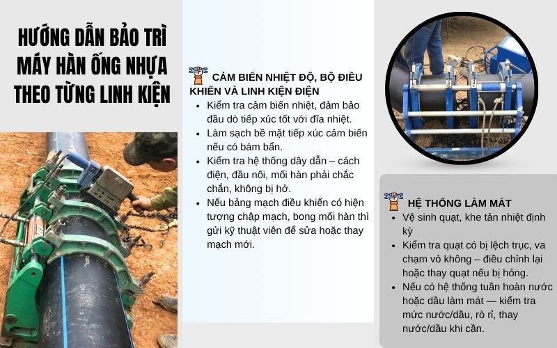 Hướng dẫn bảo trì máy hàn ống nhựa theo từng linh kiện quan trọng