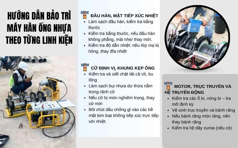 Hướng dẫn bảo trì máy hàn ống nhựa theo từng linh kiện quan trọng