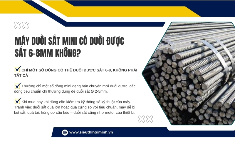 Máy duỗi sắt mini có duỗi được sắt 6–8mm không