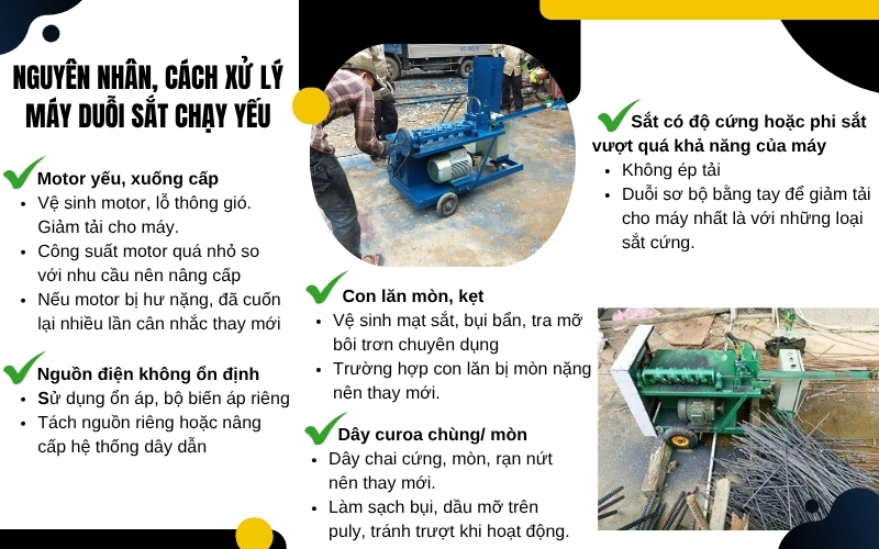 Nguyên nhân, cách xử lý khi máy duỗi sắt chạy yếu
