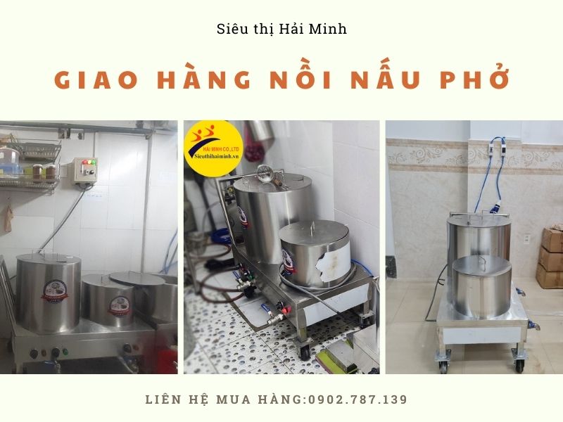 Hình ảnh kỹ thuật giao nồi nấu phở cho khách hàng