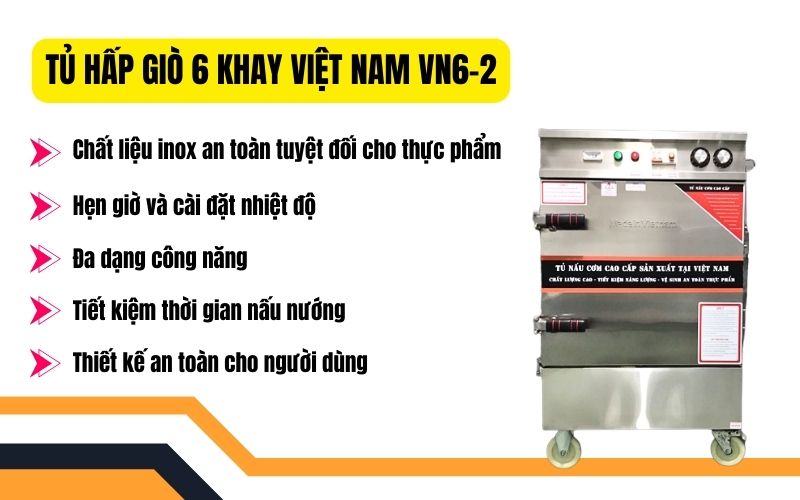 Tủ hấp giò 6 khay Việt Nam VN6-2