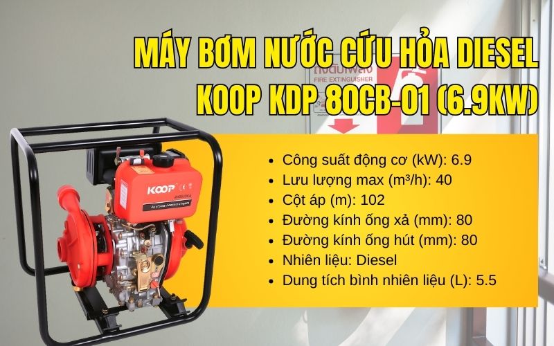 Máy bơm nước cứu hỏa diesel Koop KDP 80CB-01 (6.9Kw)