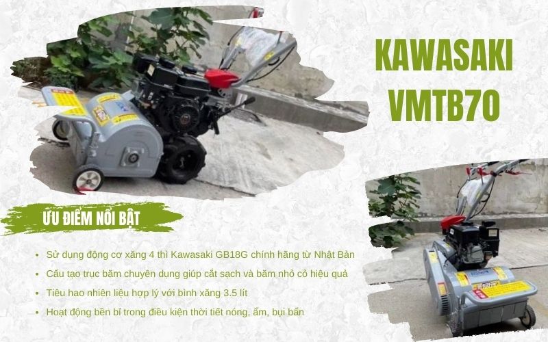 Một vài ưu điểm của máy cắt cỏ trục băm 7HP Kawasaki VMTB70