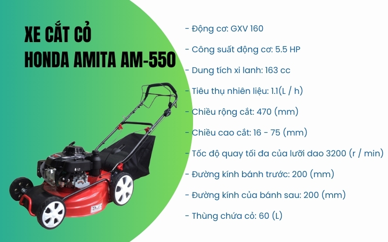 Thông số kỹ thuật của Xe cắt cỏ Honda Amita AM-550
