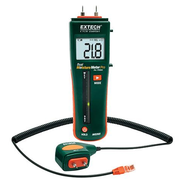 Máy đo độ ẩm gỗ kết hợp ghim và Pinless EXTECH MO265