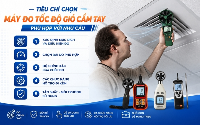 Tiêu chí chọn máy đo tốc độ gió cầm tay phù hợp với nhu cầu