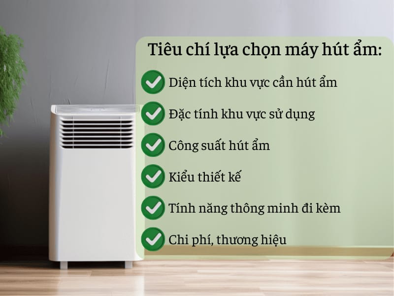 Tiêu chí lựa chọn máy hút ẩm