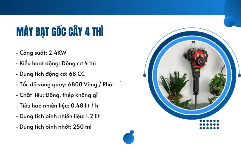 Thông số kỹ thuật của Máy bạt gốc cây 4 thì