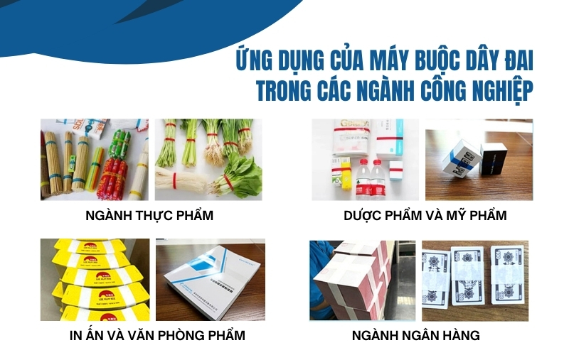 Ứng dụng của máy buộc dây đai trong các ngành công nghiệp