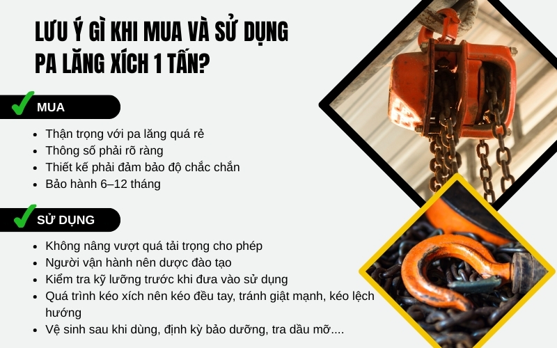 Lưu ý gì khi mua và sử dụng pa lăng xích 1 tấn