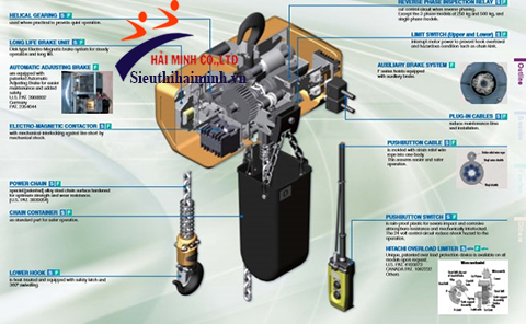 Pa lăng xích điện Hitachi 1 tấn 6m giá rẻ