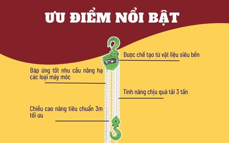 Đặc điểm nổi bật của palang xích kéo tay Yamado VC 2 Tấn x 3M