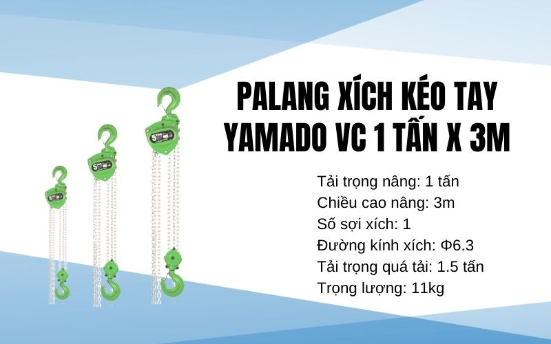 Palang xích kéo tay Yamado VC 1 Tấn x 3M