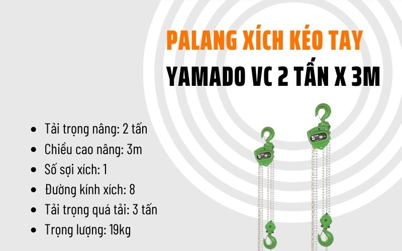 Palang xích kéo tay Yamado VC 2 Tấn x 3M
