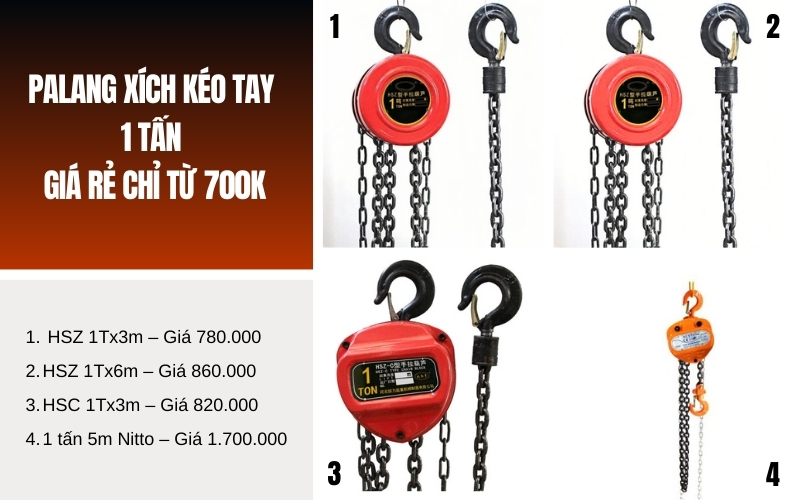 Palang xích kéo tay 1 tấn giá rẻ chỉ từ 700K