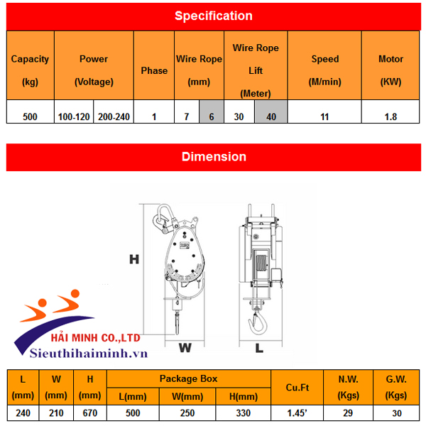 toi cap treo STRONG DU-500A