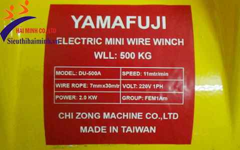 thông số kỹ thuật máy tời treo Yamauji DU-500A