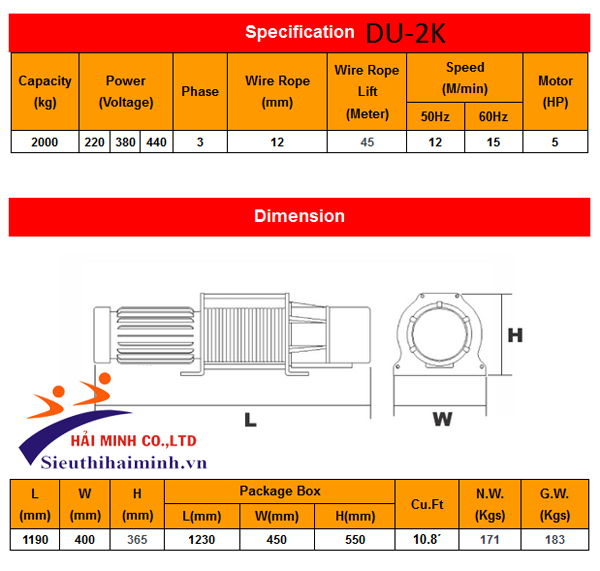 Tời cáp mặt đất STRONG DU-2K