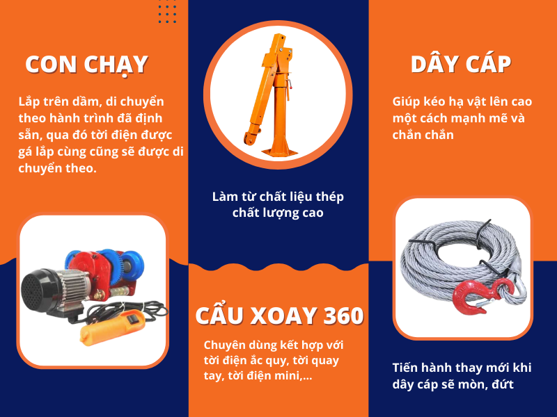 các loại phụ kiện máy tời điện