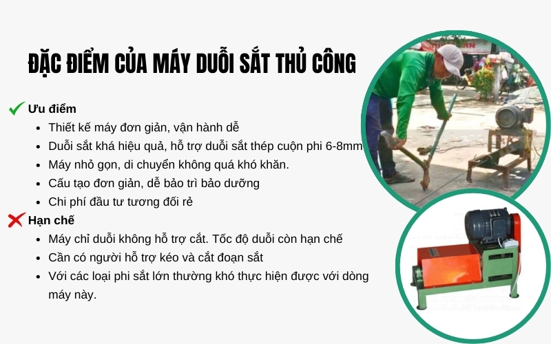 Đặc điểm của máy duỗi sắt thủ công