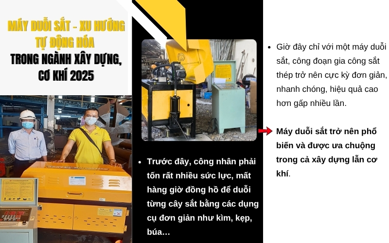 Máy duỗi sắt – Xu hướng tự động hóa trong ngành xây dựng, cơ khí 2025