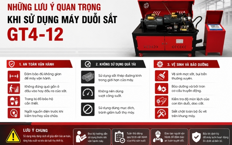 Những lưu ý quan trọng khi sử dụng máy duỗi sắt GT4-12
