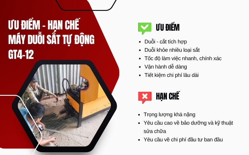 Ưu điểm hạn chế của máy duỗi sắt tự động GT4-12 