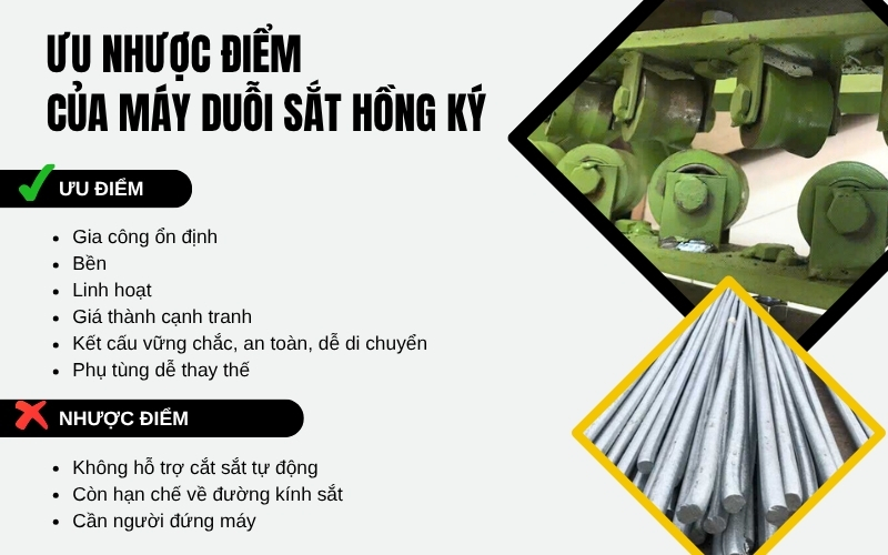 Ưu nhược điểm của máy duỗi sắt Hồng Ký