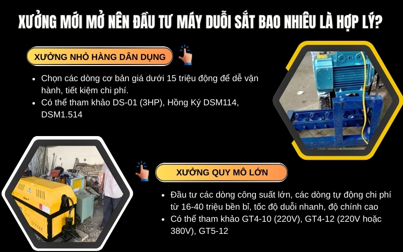 Xưởng mới mở nên đầu tư máy duỗi sắt bao nhiêu là hợp lý