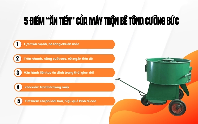 5 điểm “ăn tiền” của máy trộn bê tông cưỡng bức