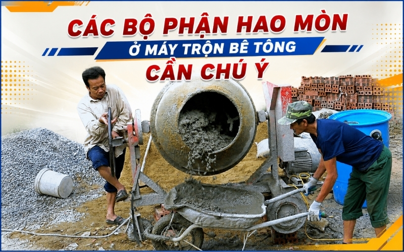 Các bộ phận hao mòn ở máy trộn bê tông cần chú ý