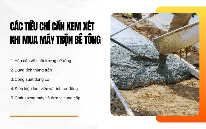 Các tiêu chí cần xem xét khi mua máy trộn bê tông