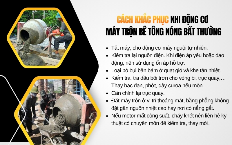 Cách khắc phục khi động cơ máy trộn bê tông nóng bất thường