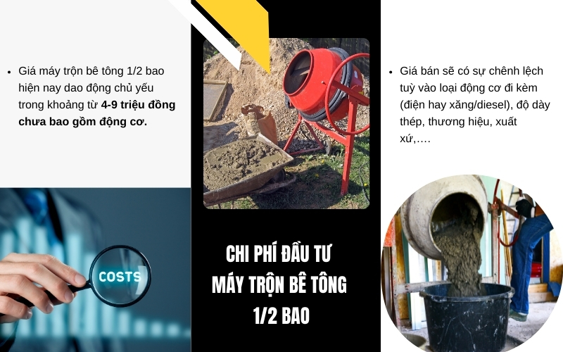 Chi phí đầu tư máy trộn bê tông 12 bao