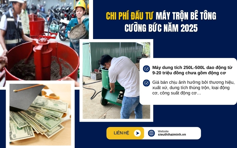 Chi phí đầu tư máy trộn bê tông cưỡng bức năm 2025