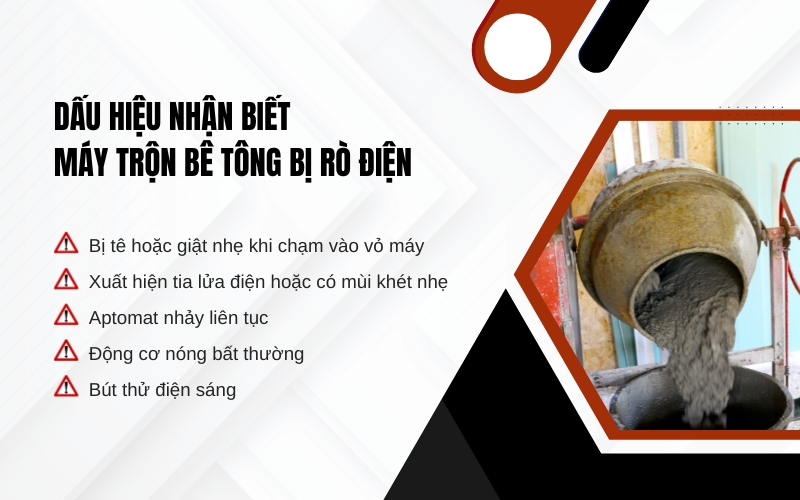 Dấu hiệu nhận biết máy trộn bê tông bị rò điện