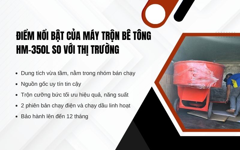 Điểm nổi bật của máy trộn bê tông HM-350L so với thị trường